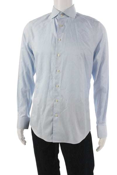 Suit Supply Mens Blue Cotton Collared Dress Shirt Button Size L