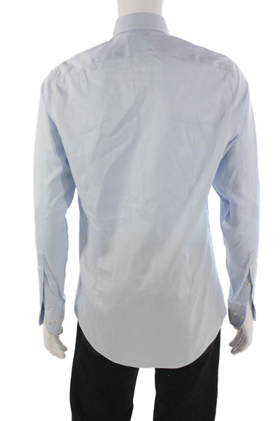 Suit Supply Mens Blue Cotton Collared Dress Shirt Button Size L