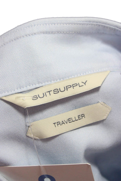 Suit Supply Mens Blue Cotton Collared Dress Shirt Button Size L