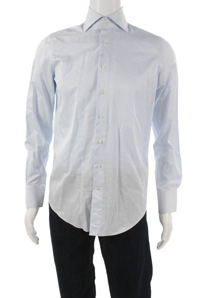 Suit Supply Mens Button Down Dress Shirt Blue Cotton Long Sleeve Size L