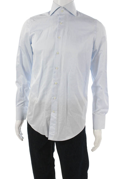 Suit Supply Mens Button Down Dress Shirt Blue Cotton Long Sleeve Size L