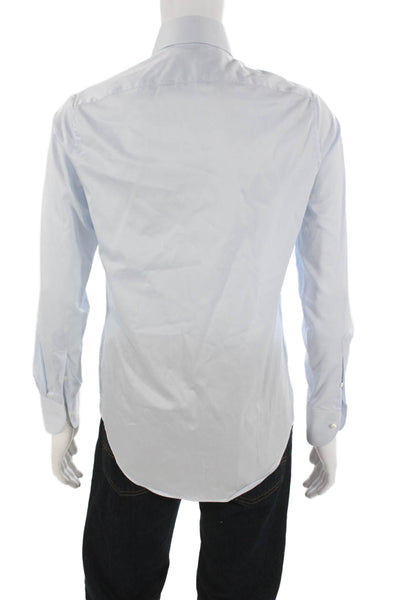 Suit Supply Mens Button Down Dress Shirt Blue Cotton Long Sleeve Size L