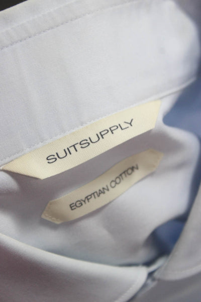 Suit Supply Mens Button Down Dress Shirt Blue Cotton Long Sleeve Size L