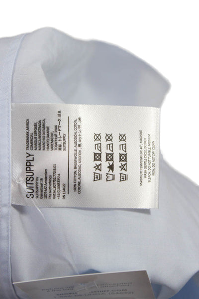 Suit Supply Mens Button Down Dress Shirt Blue Cotton Long Sleeve Size L