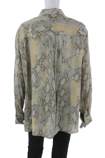 Lafayette 148 New York Women Button-Down Collared Animal Print Viscose Size XL