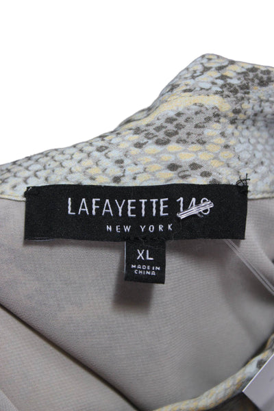 Lafayette 148 New York Women Button-Down Collared Animal Print Viscose Size XL