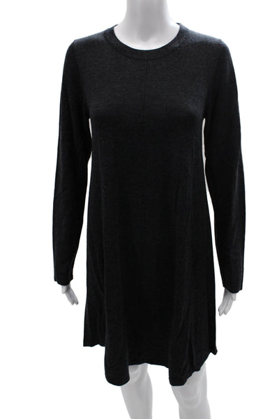 Repeat Women Sweater Dress Gray 100% Merino Wool Long Sleeve Crew Neck Size XS