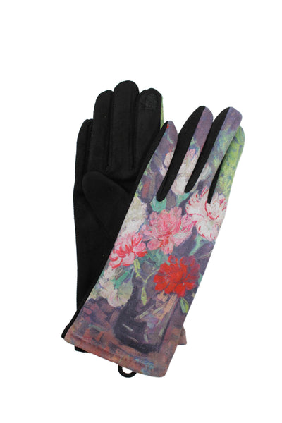 Rain Caper Womens Smartphone Touch Screen Floral Gloves Red Black Size OS