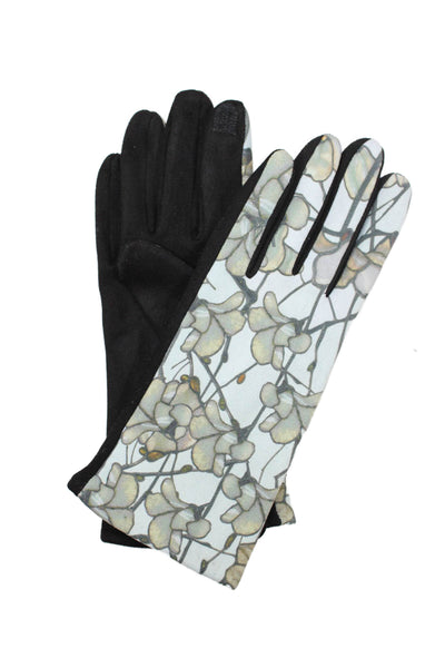 Rain Caper Womens Smartphone Touch Screen Floral Gloves Gray Black Size OS