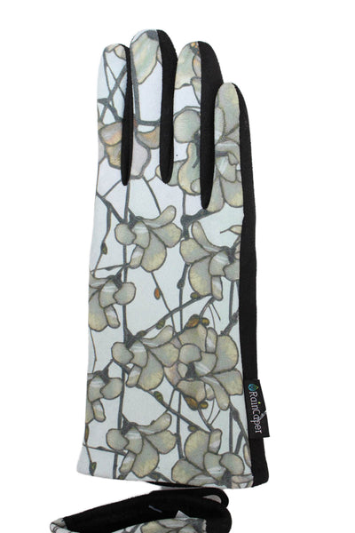 Rain Caper Womens Smartphone Touch Screen Floral Gloves Gray Black Size OS
