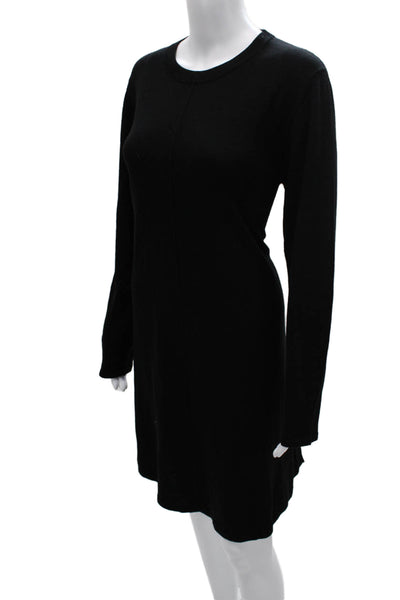 Repeat Women Sweater Dress Black Wool Crew Neck Long Sleeve Size L
