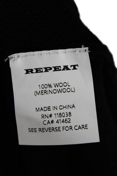 Repeat Women Sweater Dress Black Wool Crew Neck Long Sleeve Size L