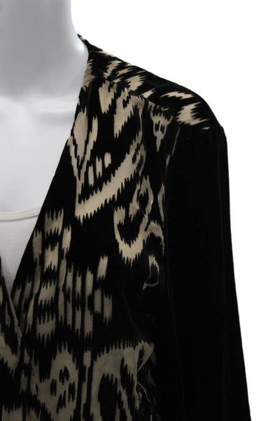 Aris A. Womens Black V-Neck Geometric Rayon Cardigan Long Sleeve Size L