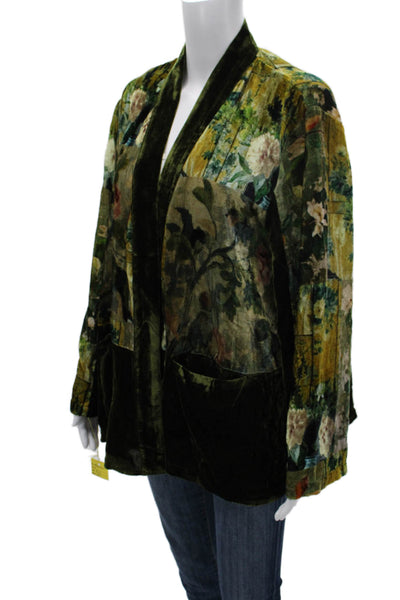 Aris A. Women Kimono Jacket Floral Multicolor Rayon Long Sleeve Size 1X