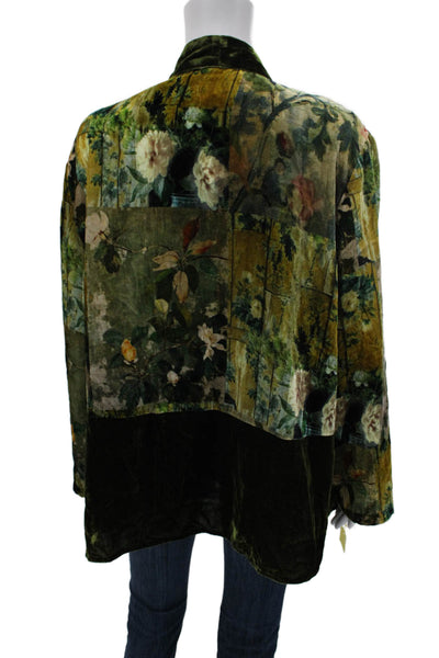 Aris A. Women Kimono Jacket Floral Multicolor Rayon Long Sleeve Size 1X