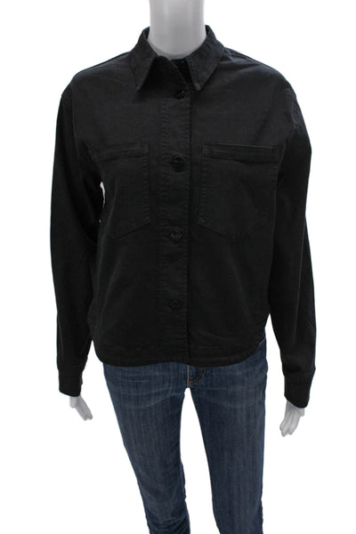 Renuar Womens Black Collared Button Up Jacket Long Sleeve Size M