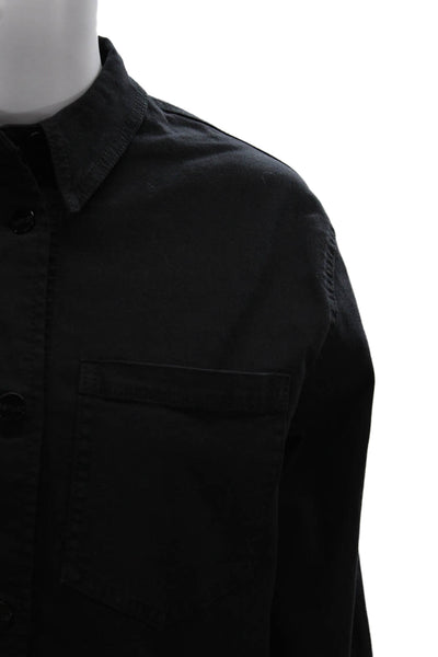 Renuar Womens Black Collared Button Up Jacket Long Sleeve Size M