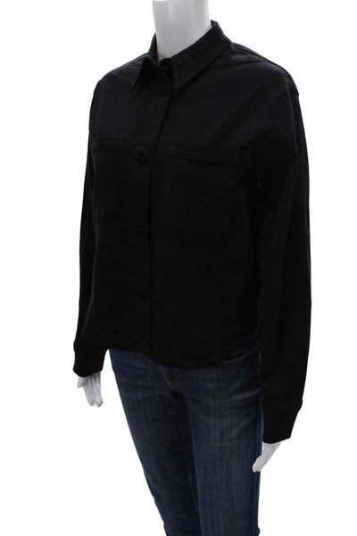 Renuar Womens Black Collared Button Up Jacket Long Sleeve Size M