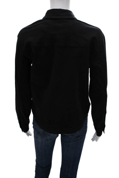 Renuar Womens Basic Jacket Black Button Long Sleeve Cotton Tencel Size XS