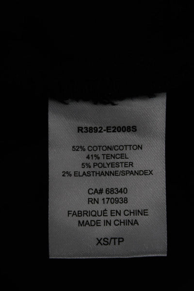 Renuar Womens Basic Jacket Black Button Long Sleeve Cotton Tencel Size XS