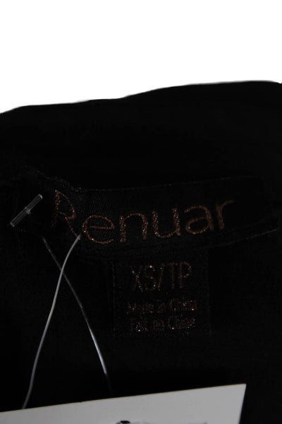 Renuar Womens Basic Jacket Black Button Long Sleeve Cotton Tencel Size XS
