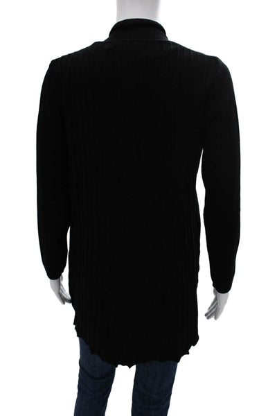 Biana Womens Cardigan Black Viscose Long Sleeve Round Neck Solid Fall Size M
