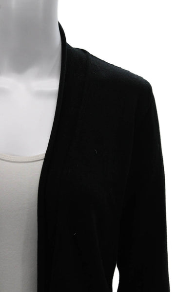 Biana Women Cardigan Black Viscose Round Neck Long Sleeve Size L