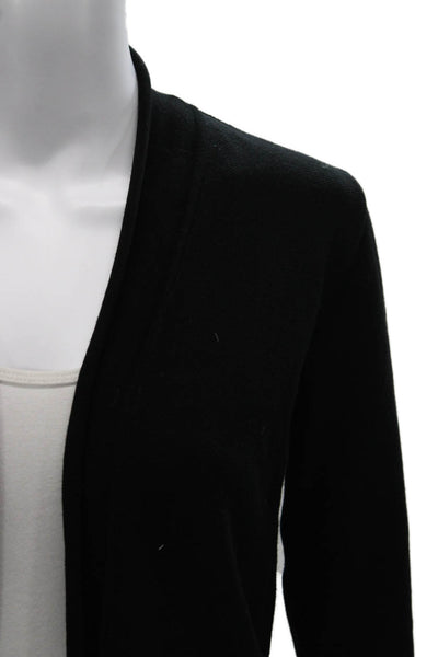 Biana Women Cardigan Black Viscose Long Sleeve Round Neck Size XS