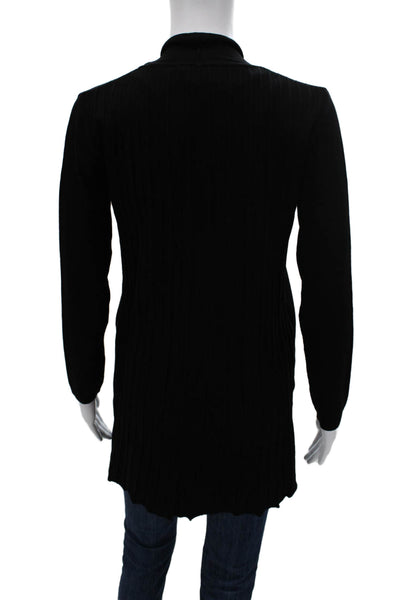 Biana Women Cardigan Black Viscose Long Sleeve Round Neck Size XS
