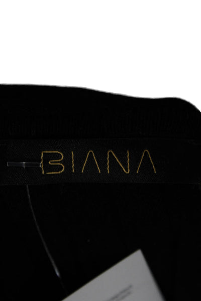 Biana Women Cardigan Black Viscose Long Sleeve Round Neck Size XS