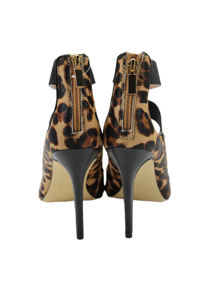 Rachel Zoe Womens Animal Print Pointed Toe Ankle Strap Pumps Brown Size 7.5
