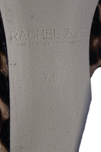 Rachel Zoe Womens Animal Print Pointed Toe Ankle Strap Pumps Brown Size 7.5