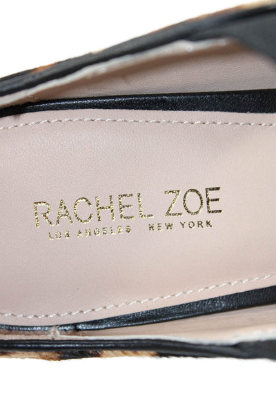 Rachel Zoe Womens Animal Print Pointed Toe Ankle Strap Pumps Brown Size 7.5