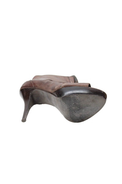STEVEN BY STEVE MADDEN Womens Leather Peep Toe Ankle Boots Brown Size 7.5