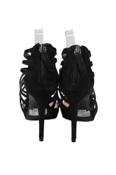 Schutz Womens Suede Strappy Sandal Heels Black Size 8.5 B