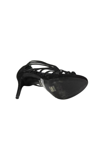 Schutz Womens Suede Strappy Sandal Heels Black Size 8.5 B