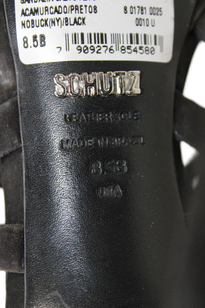 Schutz Womens Suede Strappy Sandal Heels Black Size 8.5 B