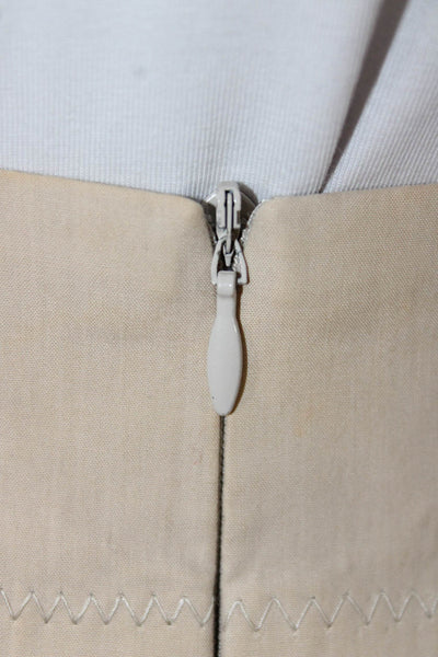 Akris Women Pleated Cotton Beige Knee Length Skirt Size 6