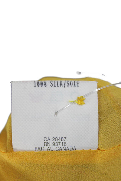 Zenobia Womens Yellow Silk Floral Wrap Skirt Knee Length Button Size 6