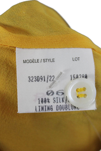 Zenobia Womens Yellow Silk Floral Wrap Skirt Knee Length Button Size 6