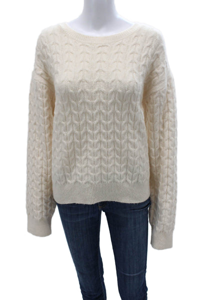 The Skirt Shopp Women Ivory Cashmere Blend Pullover Sweater Long Sleeve Size L