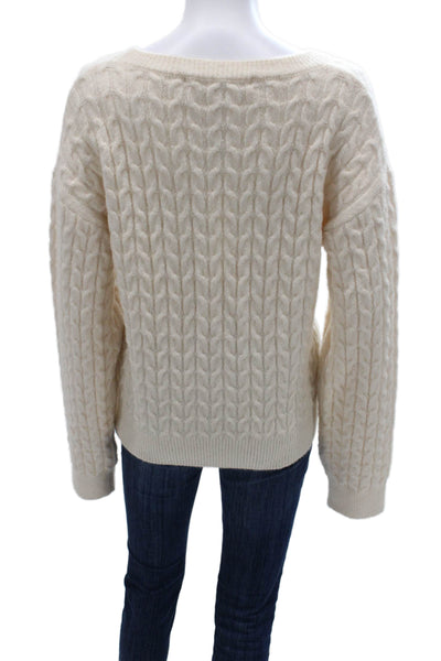 The Skirt Shopp Women Ivory Cashmere Blend Pullover Sweater Long Sleeve Size L