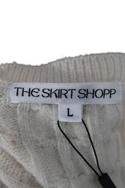 The Skirt Shopp Women Ivory Cashmere Blend Pullover Sweater Long Sleeve Size L