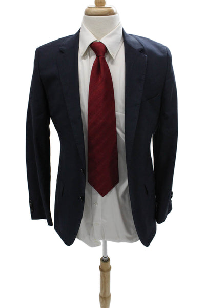 Boss Hugo Boss Mens Virgin Wool Striped Blazer Blue Size 36