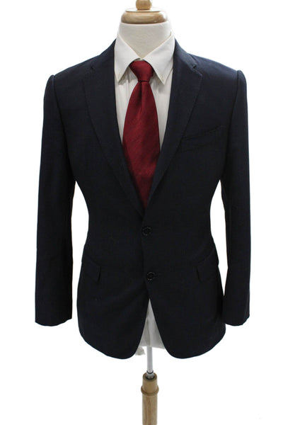 Armani Collezioni Mens Blue Wool Blazer Solid Size 48