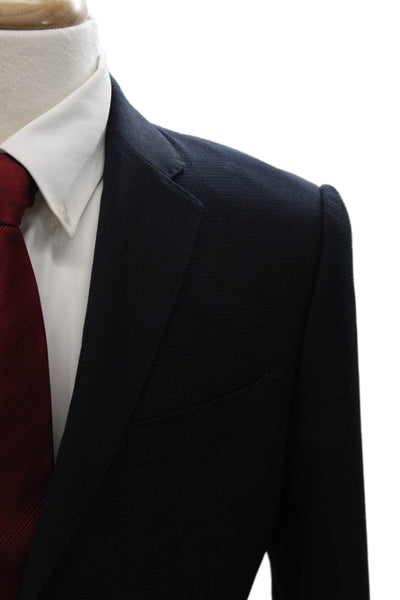 Armani Collezioni Mens Blue Wool Blazer Solid Size 48