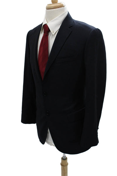 Armani Collezioni Mens Blue Wool Blazer Solid Size 48