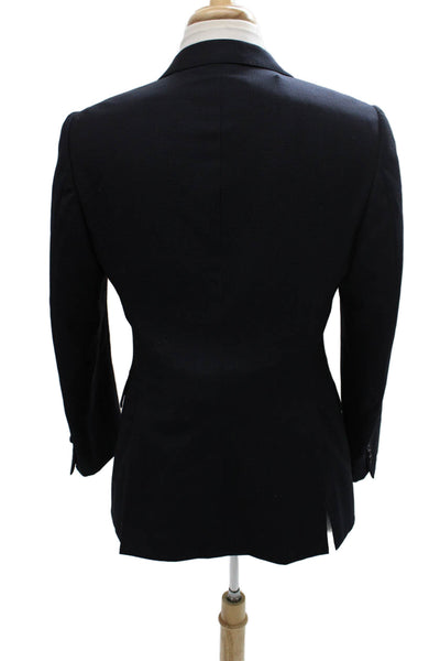 Armani Collezioni Mens Blue Wool Blazer Solid Size 48