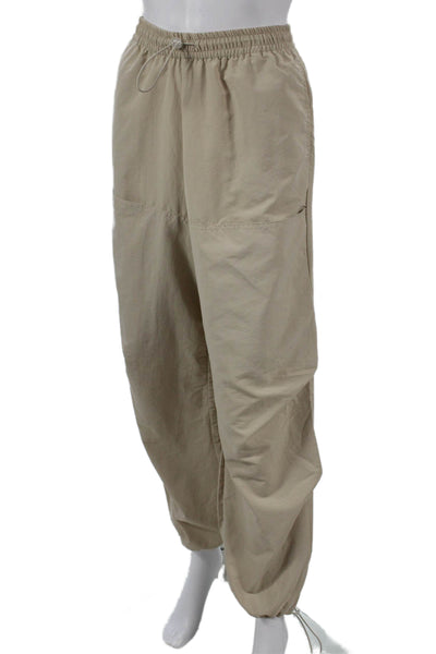 Zara Women Jogger Pants Beige Drawstring Polyamide Solid Size XS