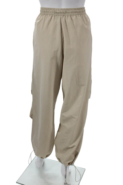 Zara Women Jogger Pants Beige Drawstring Polyamide Solid Size XS